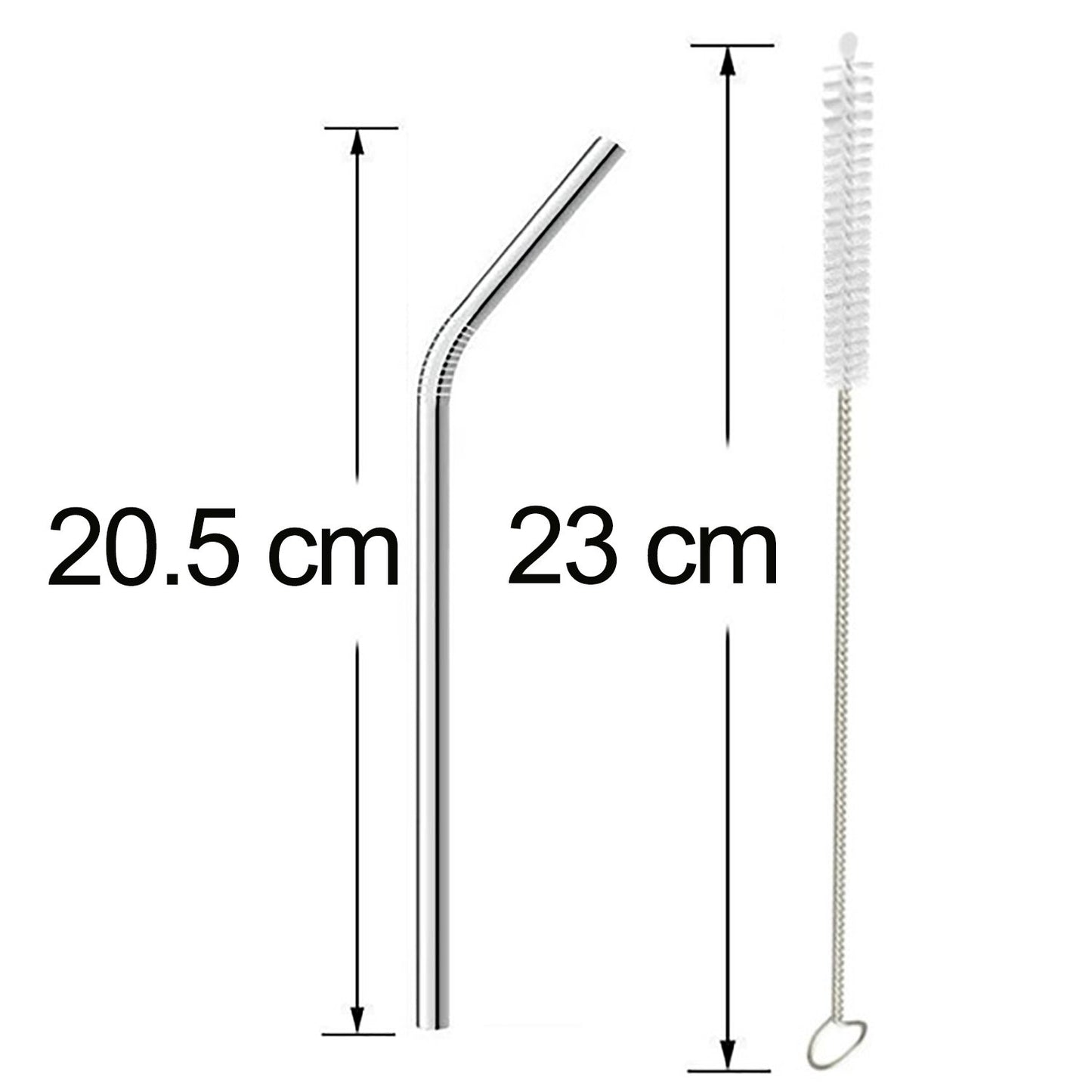 SilvraSip - Premium Reusable Bent Steel Straws (Set of 4 + Cleaning Brush free)